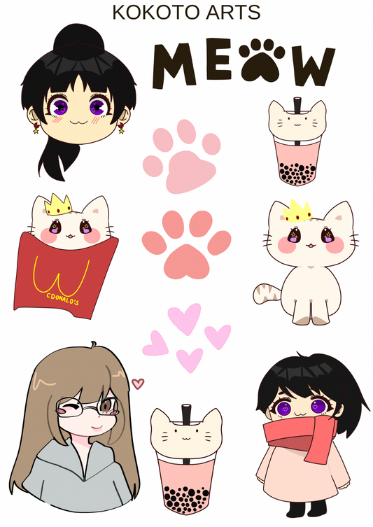 Meow and friends Sticker Sheets